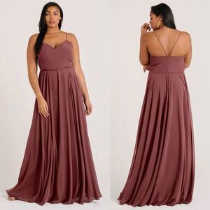 Jenny Yoo Inesse Bridesmaid Chiffon Dress in Terracotta 0